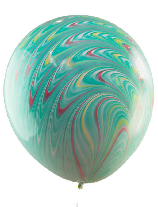 Green Peacock Marble Balloon – 18″