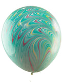 Green Peacock Marble Balloon – 18″