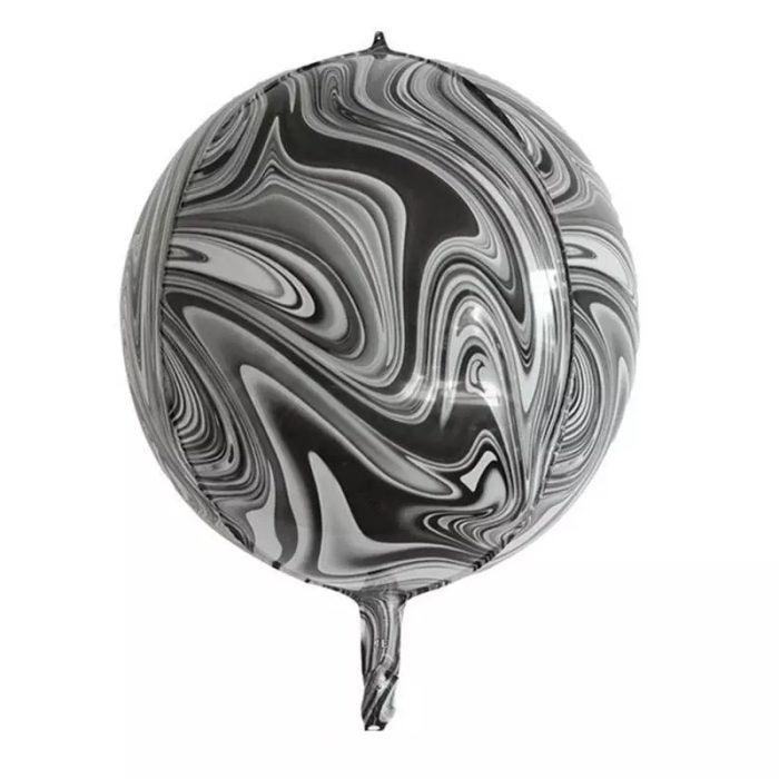 Black Peacock Marble Balloon – 22″