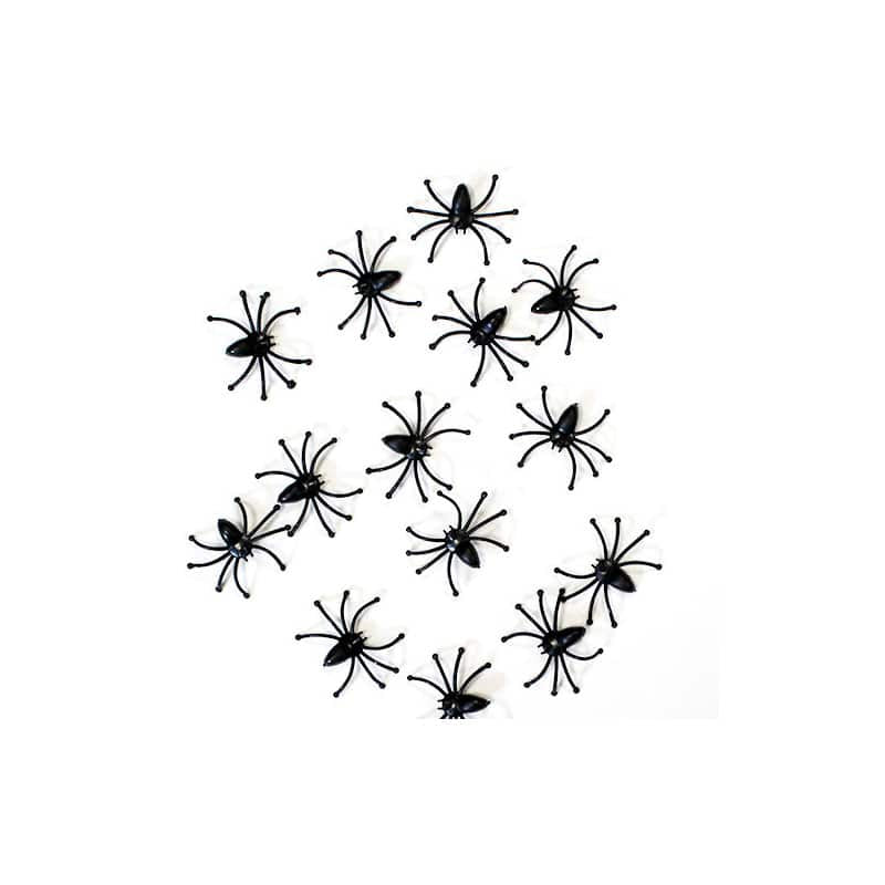 Halloween Black Plastic Spiders – Pack of 40