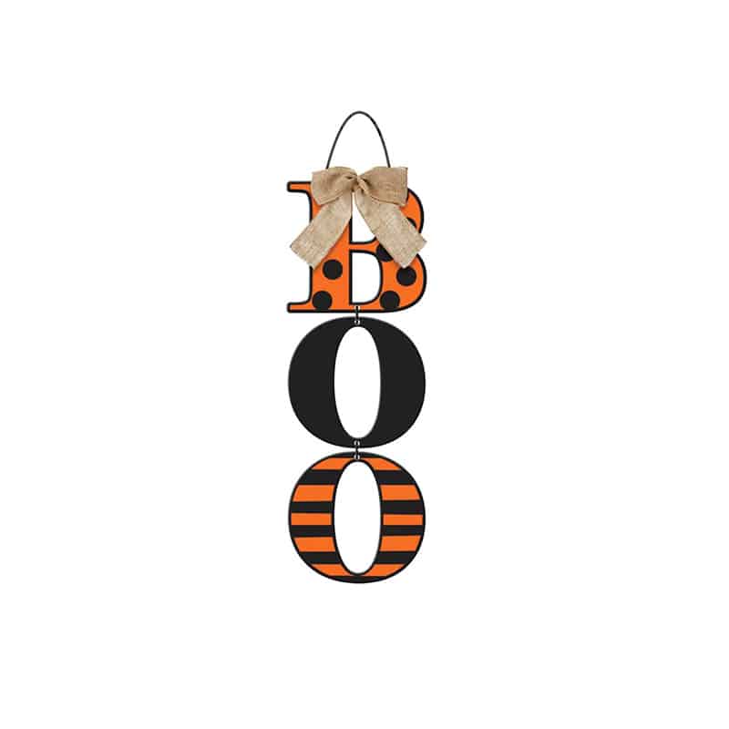 Halloween Wooden Sign With Burlap Boo