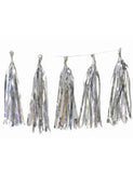 Silver Metallic Paper Tassles-5pcs