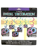 60th Birthday Sparkle Swirl Decorations -12pcs