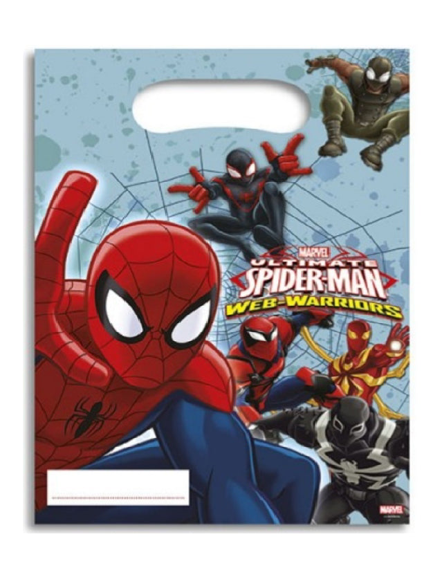 Spider man Goodie bag-6 pcs Size: 9″ by 6″