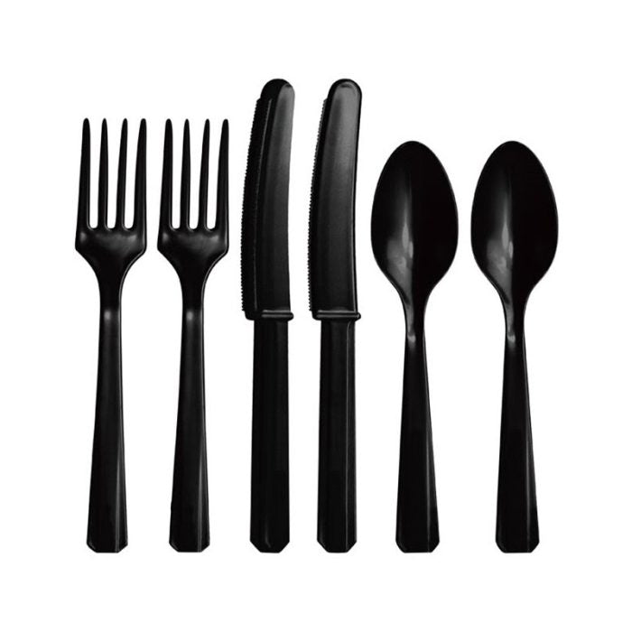 Black Reusable Cutlery – Assorted 18pk