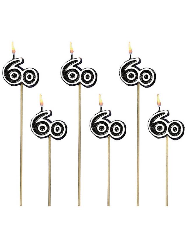 60th Birthday Pick Candle-6pcs