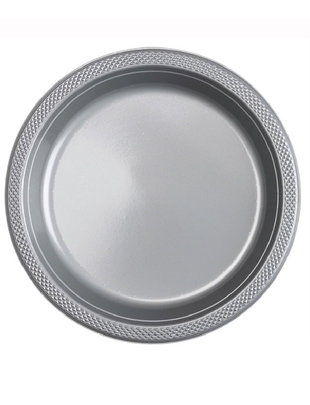 Silver Plastic Plates 9in-20Pcs