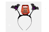 Halloween Black Glitter Bat Headband Boppers Fancy Dress Hair Band