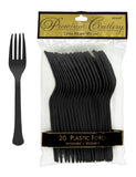 Black Heavy Weight Plastic Forks -20pcs