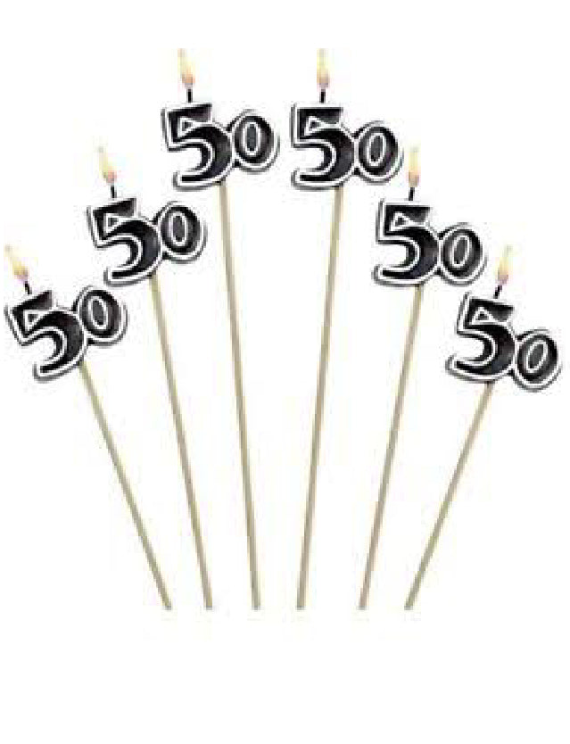 50th Birthday Sparkle Pick Candle-6pcs