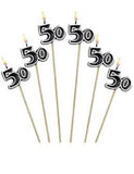 50th Birthday Sparkle Pick Candle-6pcs