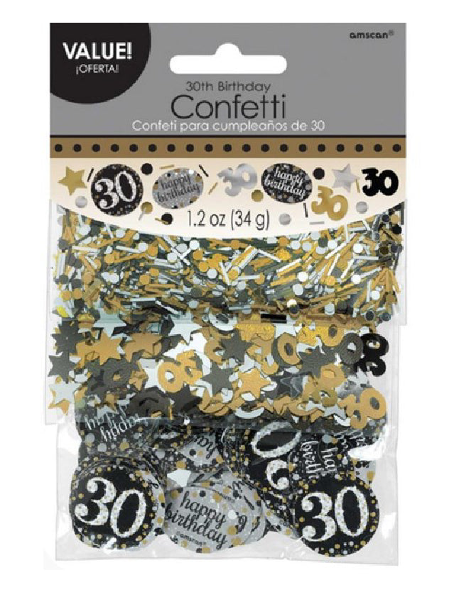 30th Birthday Sparkle Black & Gold Confetti -1.2oz