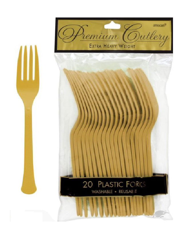 Gold Heavy Weight Plastic Forks -20pcs