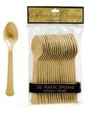Gold Heavy Weight Plastic Spoons -20pcs