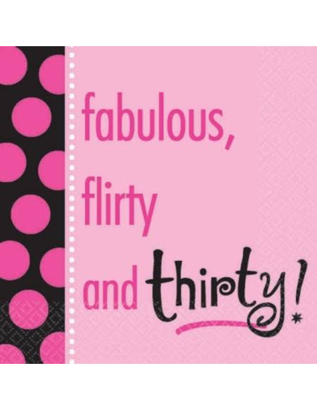 30th Birthday Flirty & Fabulous Beverage Napkins -16pcs
