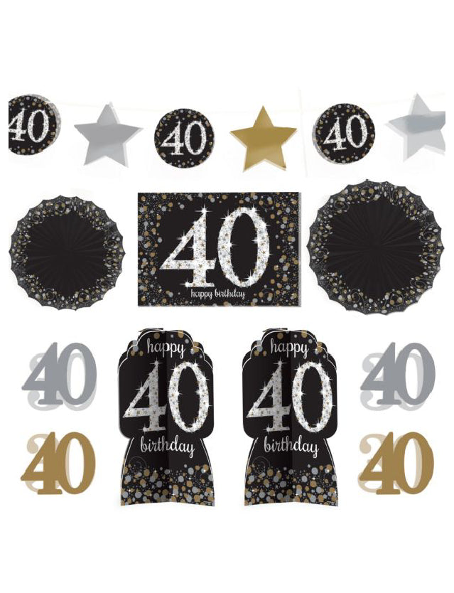 40th Birthday Sparkle Room Decorating Kit -10pcs