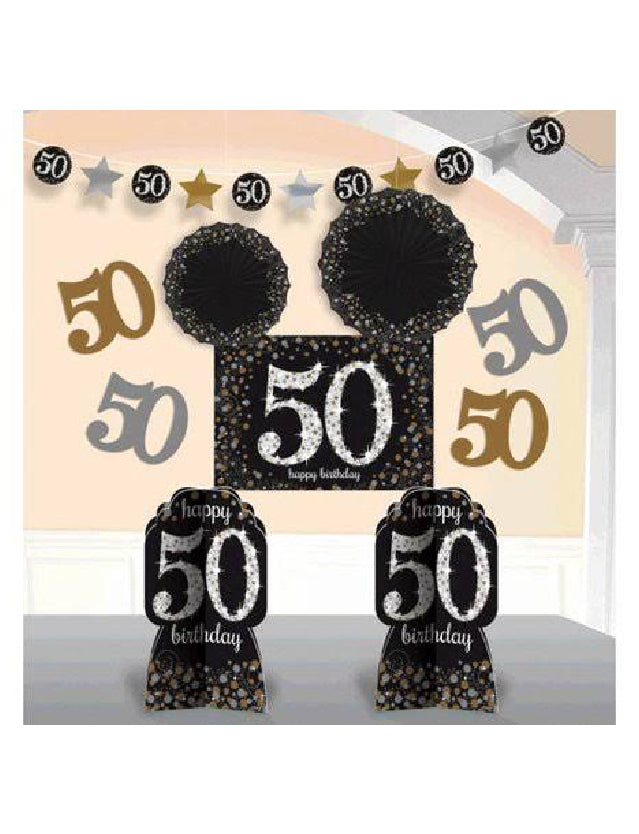 50th Birthday Sparkle Room Decorating Kit -10pcs