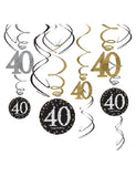 40th Birthday Black & Gold Swirl Decoration